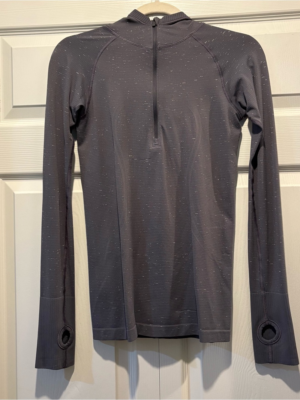 Lululemon Hooded Gray Quarter-Zip Swiftly Tech Pullover Thumb Holes Run Sz 6